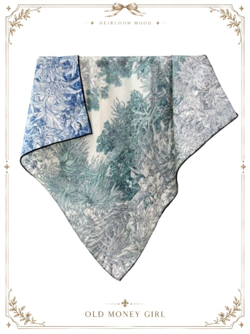 Silk Wool Blend Square Scarf Lightweight Printed Headscarf